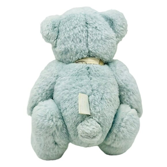 Carters Vintage Blue Bear Plush Rattle Bunny Ribbon Pink Nose White Paws Baby - Picture 5 of 7